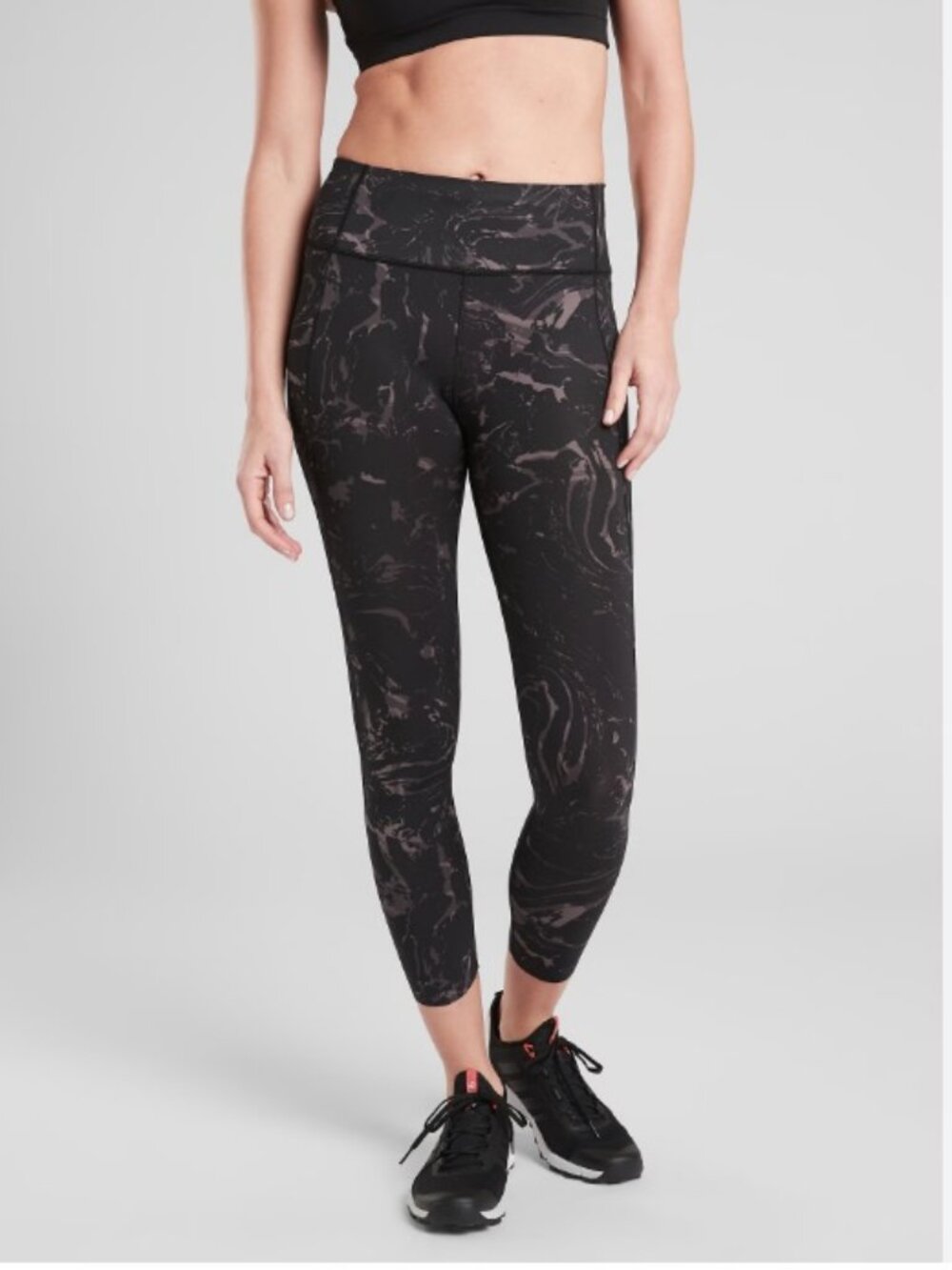 Athleta Velocity Marble Back Zip Pocket 7/8 Tight Size (S) EUC